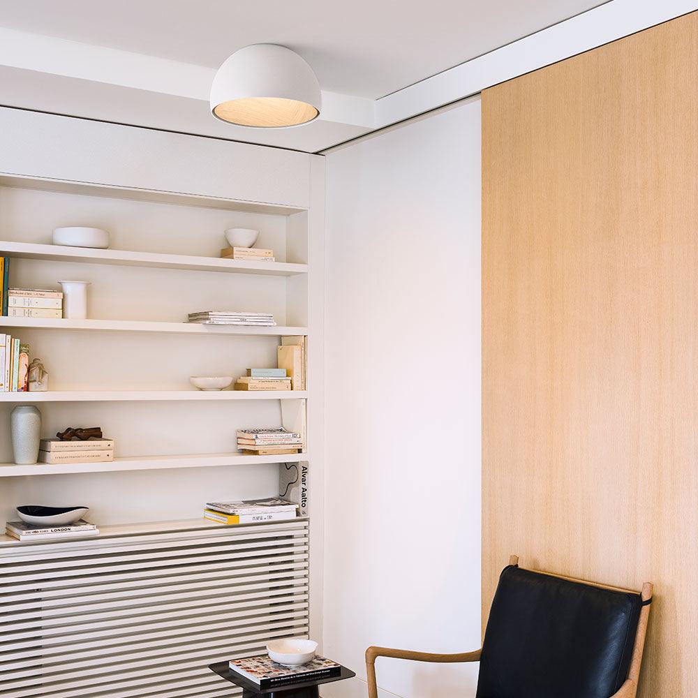 Flanel lampa sufitowa kopuła drewno wewnątrz ciepła nowoczesna minimalistyczna salon | Cielum