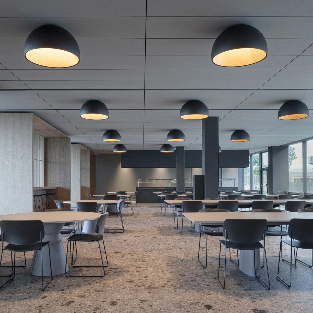 Flanel lampa sufitowa kopuła drewno wewnątrz ciepła nowoczesna minimalistyczna salon | Cielum