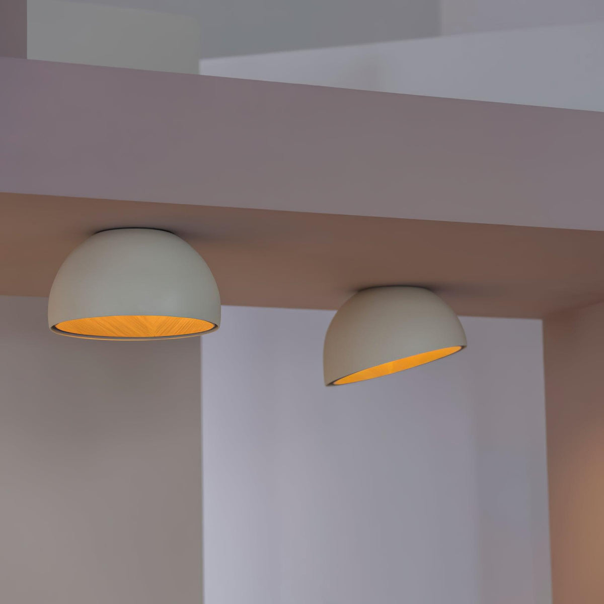 Flanel lampa sufitowa kopuła drewno wewnątrz ciepła nowoczesna minimalistyczna salon | Cielum