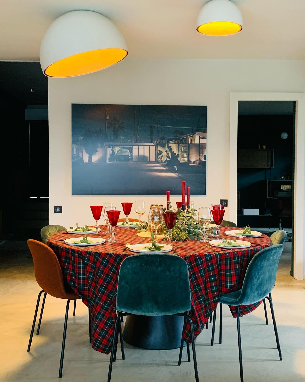 Flanel lampa sufitowa kopuła drewno wewnątrz ciepła nowoczesna minimalistyczna salon | Cielum