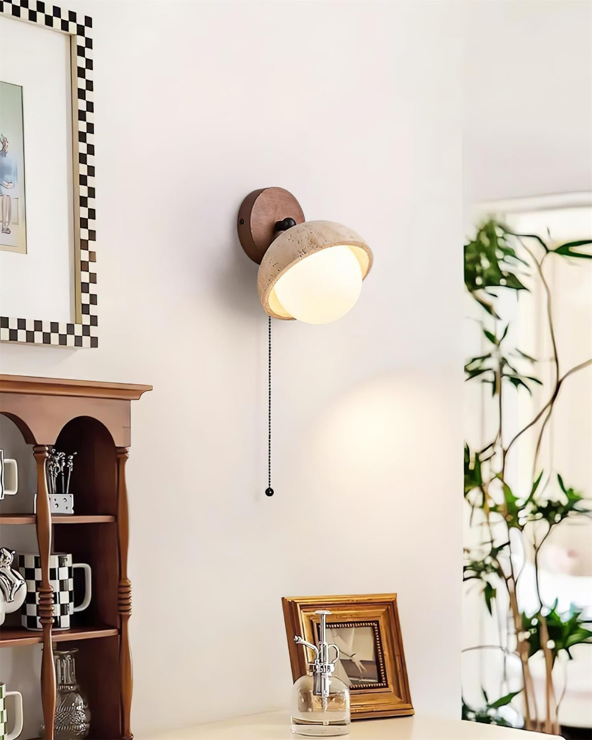 Eala kinkiet z drewna Travertine minimalistyczny nowoczesny