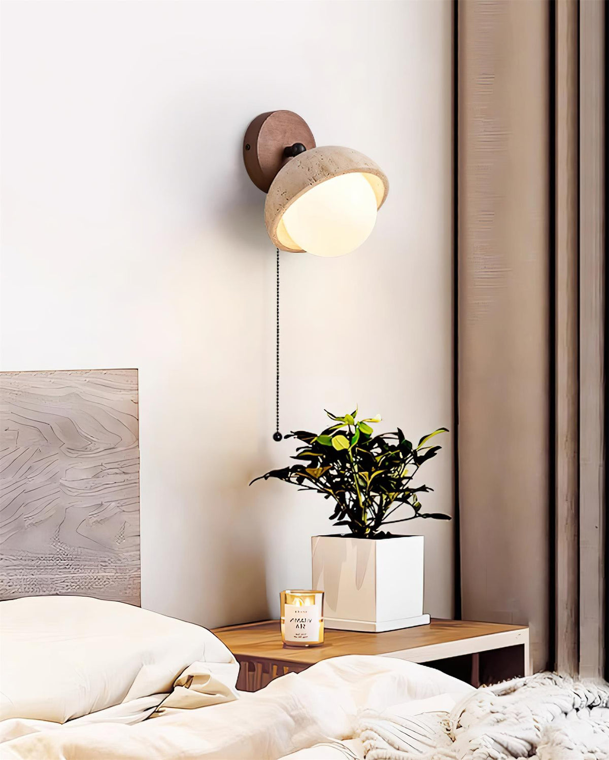 Eala kinkiet z drewna Travertine minimalistyczny nowoczesny