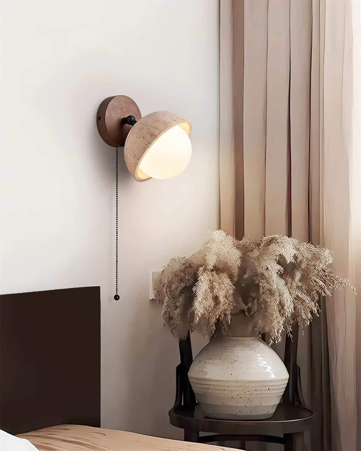 Eala kinkiet z drewna Travertine minimalistyczny nowoczesny