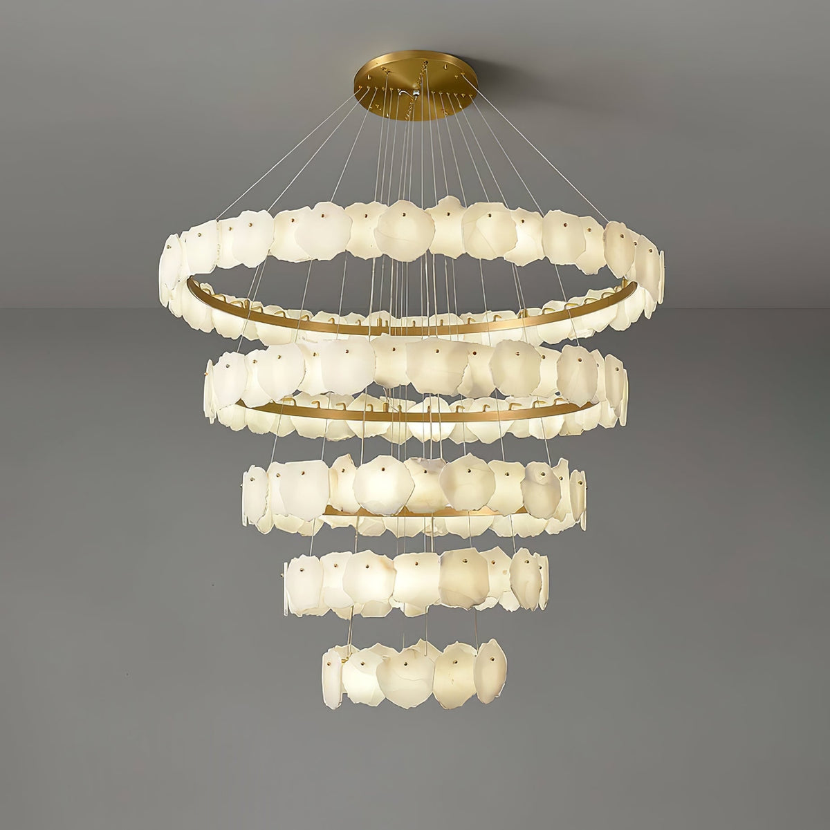 Albeine Alabaster żyrandol wielowarstwowy z okrągłym, luksusowym designem