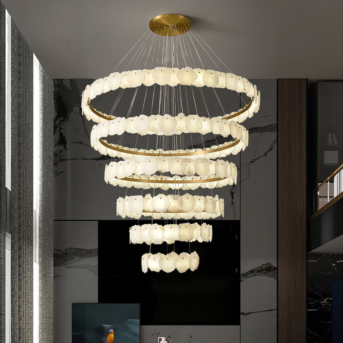 Albeine Alabaster żyrandol wielowarstwowy z okrągłym, luksusowym designem