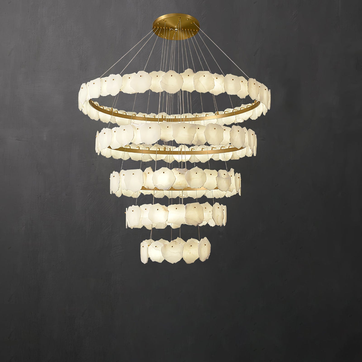 Albeine Alabaster żyrandol wielowarstwowy z okrągłym, luksusowym designem
