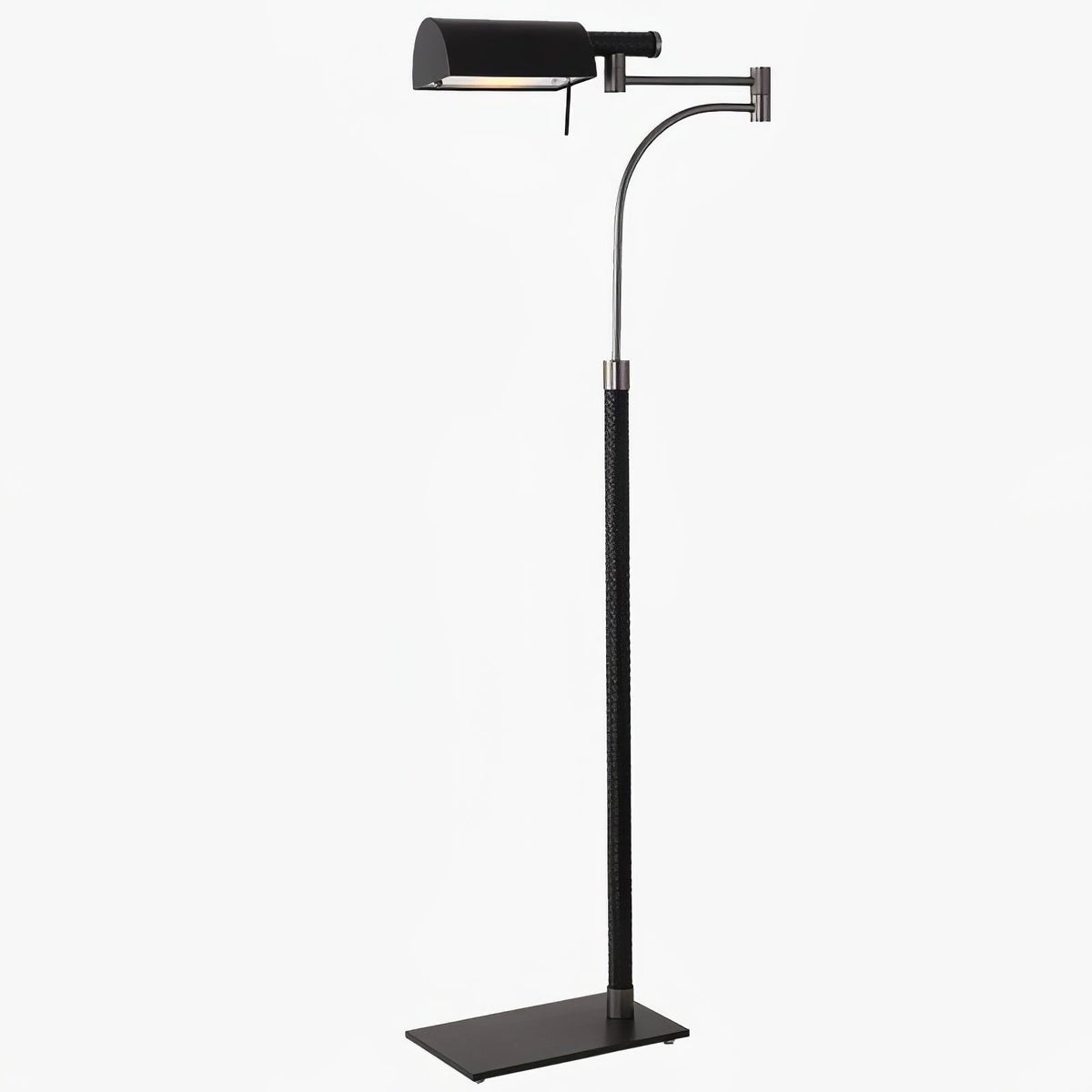 Bane czarna lampa stojąca ze skóry
