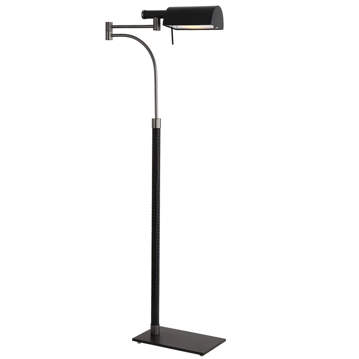 Bane czarna lampa stojąca ze skóry