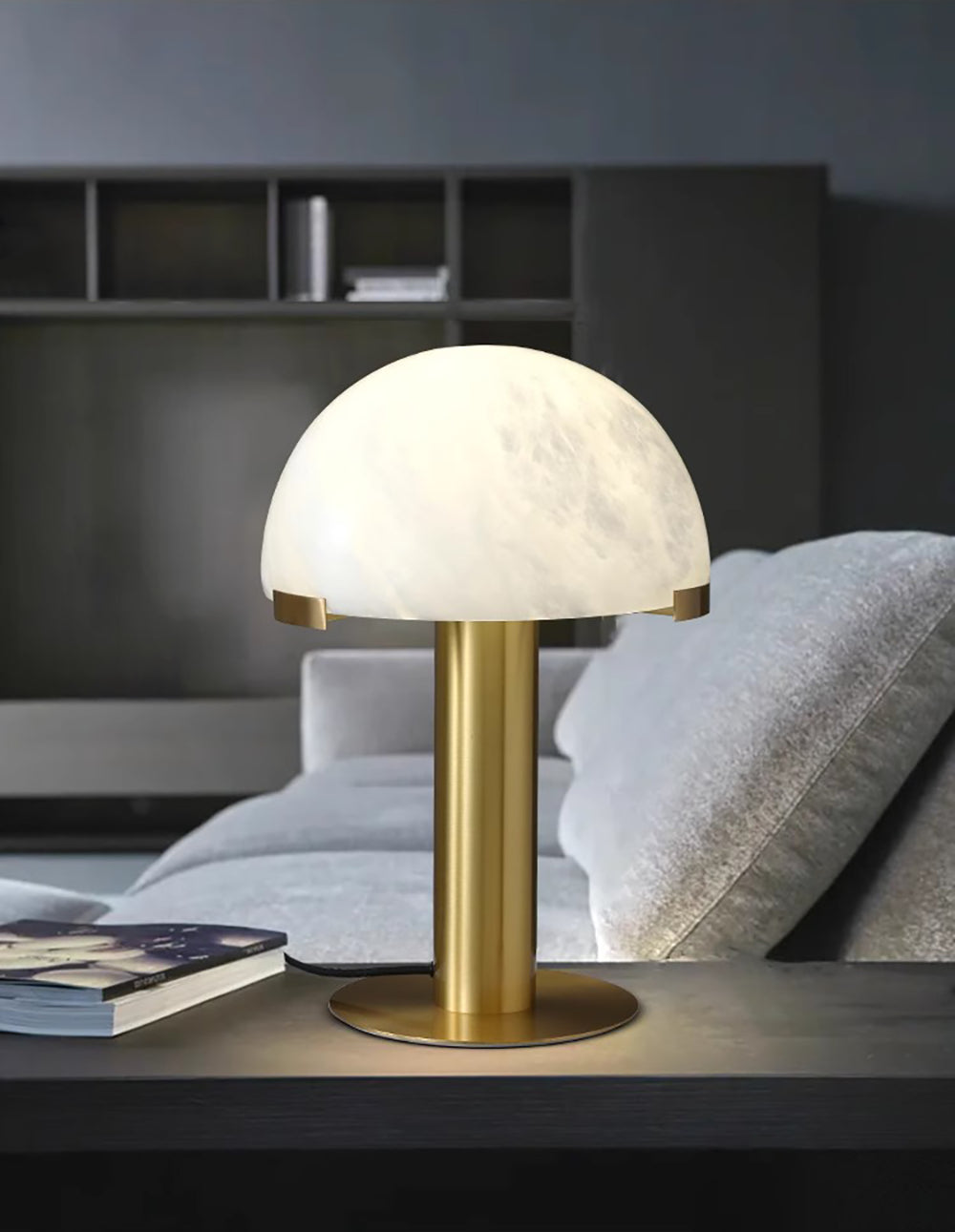 Keir lampa stołowa z alabastrem