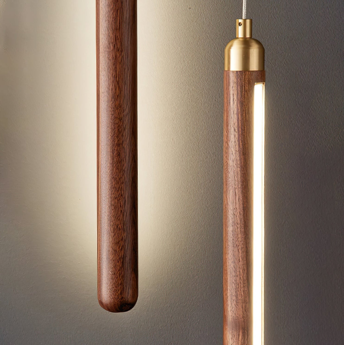 Kyoto liniowa lampa wisząca ze szkła i drewna orzechowego