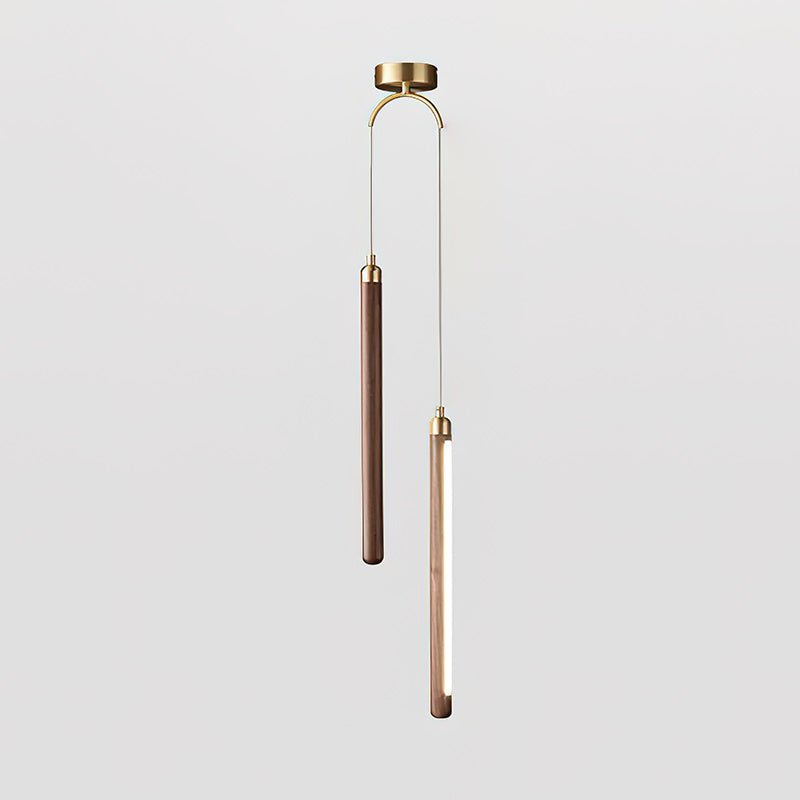 Kyoto liniowa lampa wisząca ze szkła i drewna orzechowego