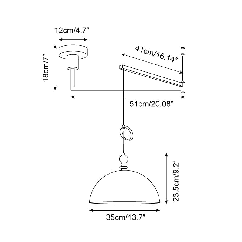 Lampa wisząca Vika z ramieniem obrotowym