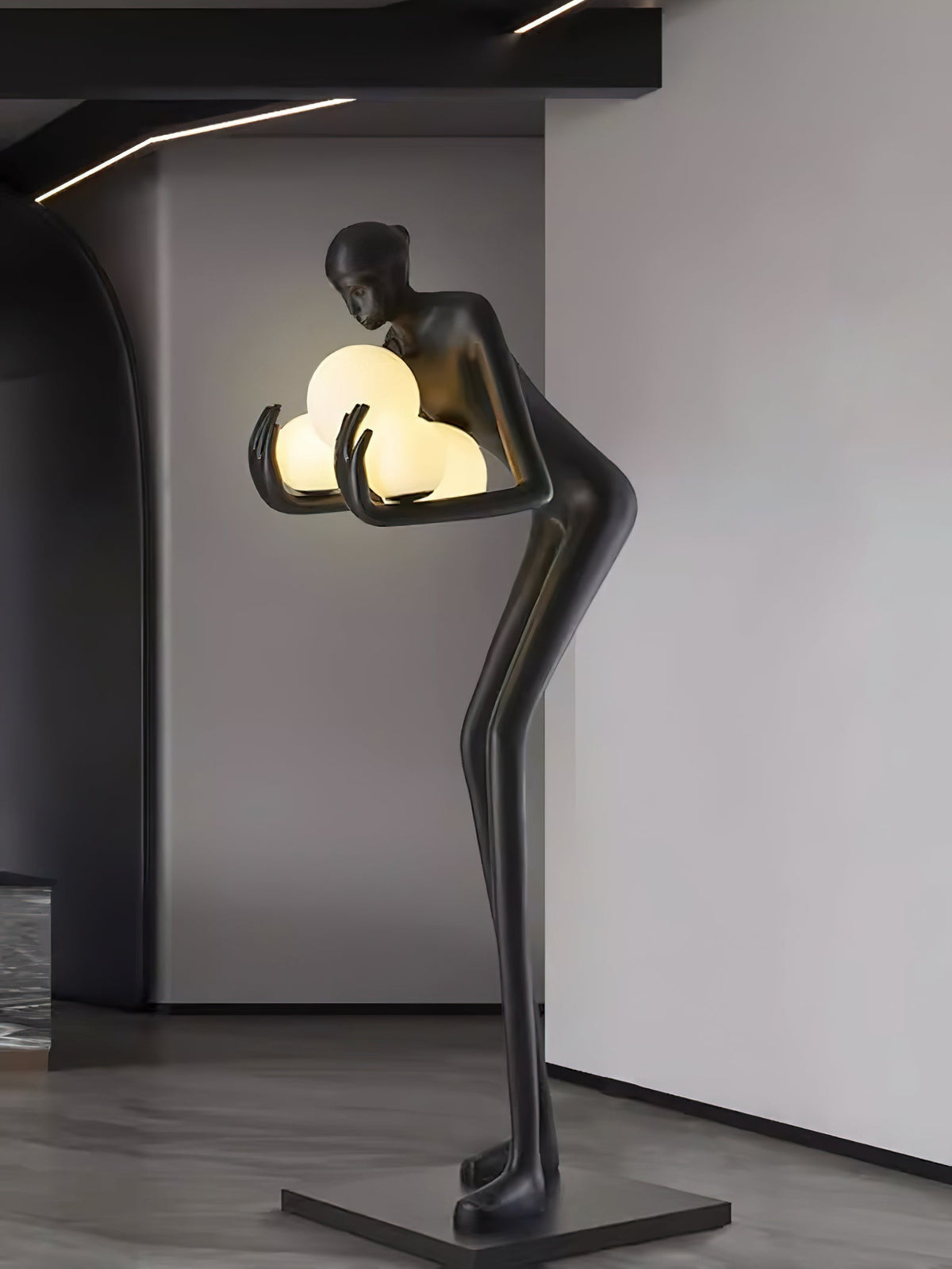 Nyxara lampy stojące czarny metalowe figurynki artystyczne salon