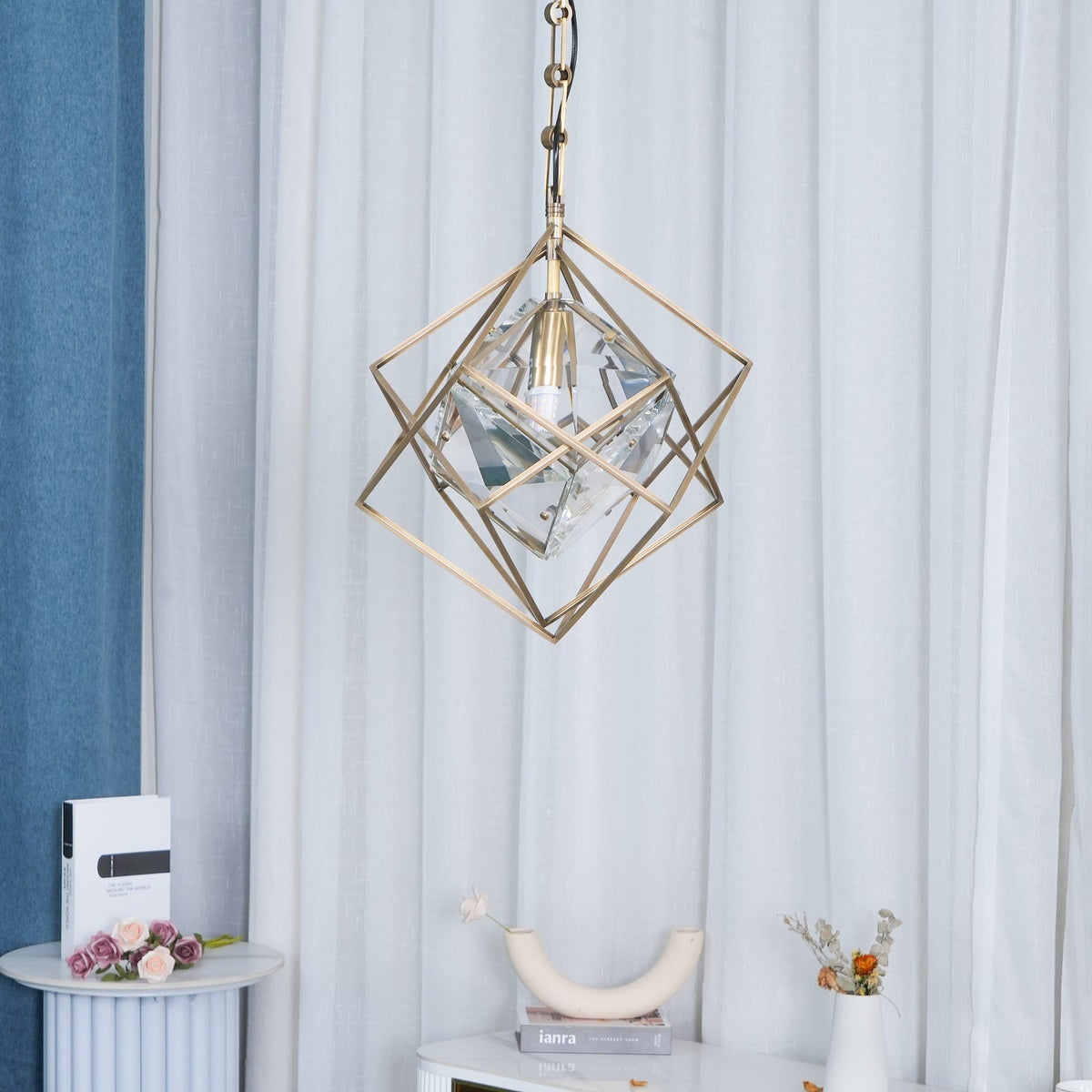 Zovin lampa wisząca miedziana i kryształowa Glam