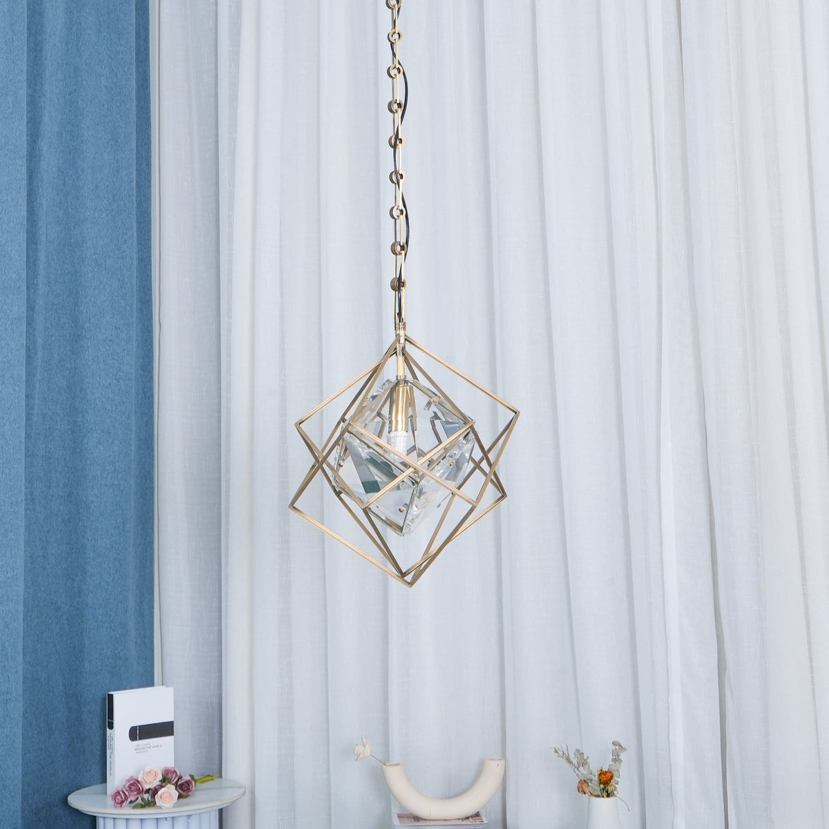 Zovin lampa wisząca miedziana i kryształowa Glam