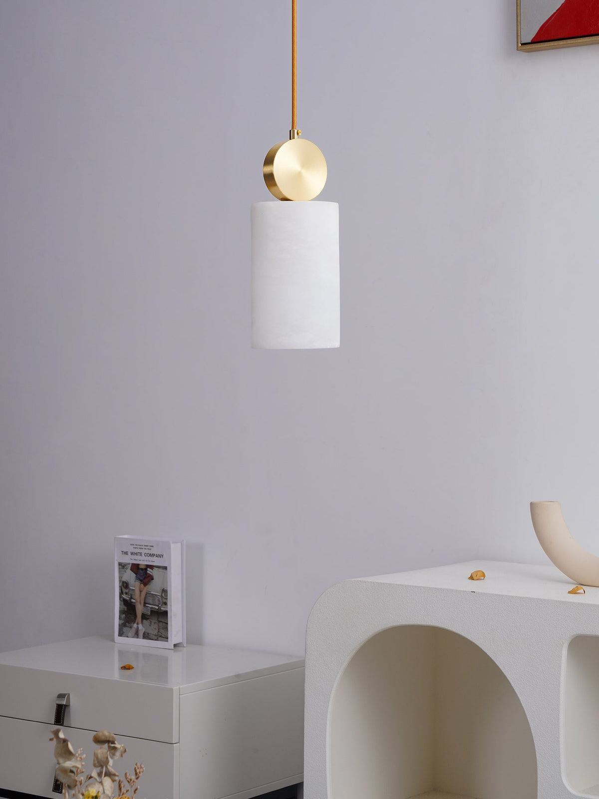 Salen lampa wisząca z alabastrem i miedzią