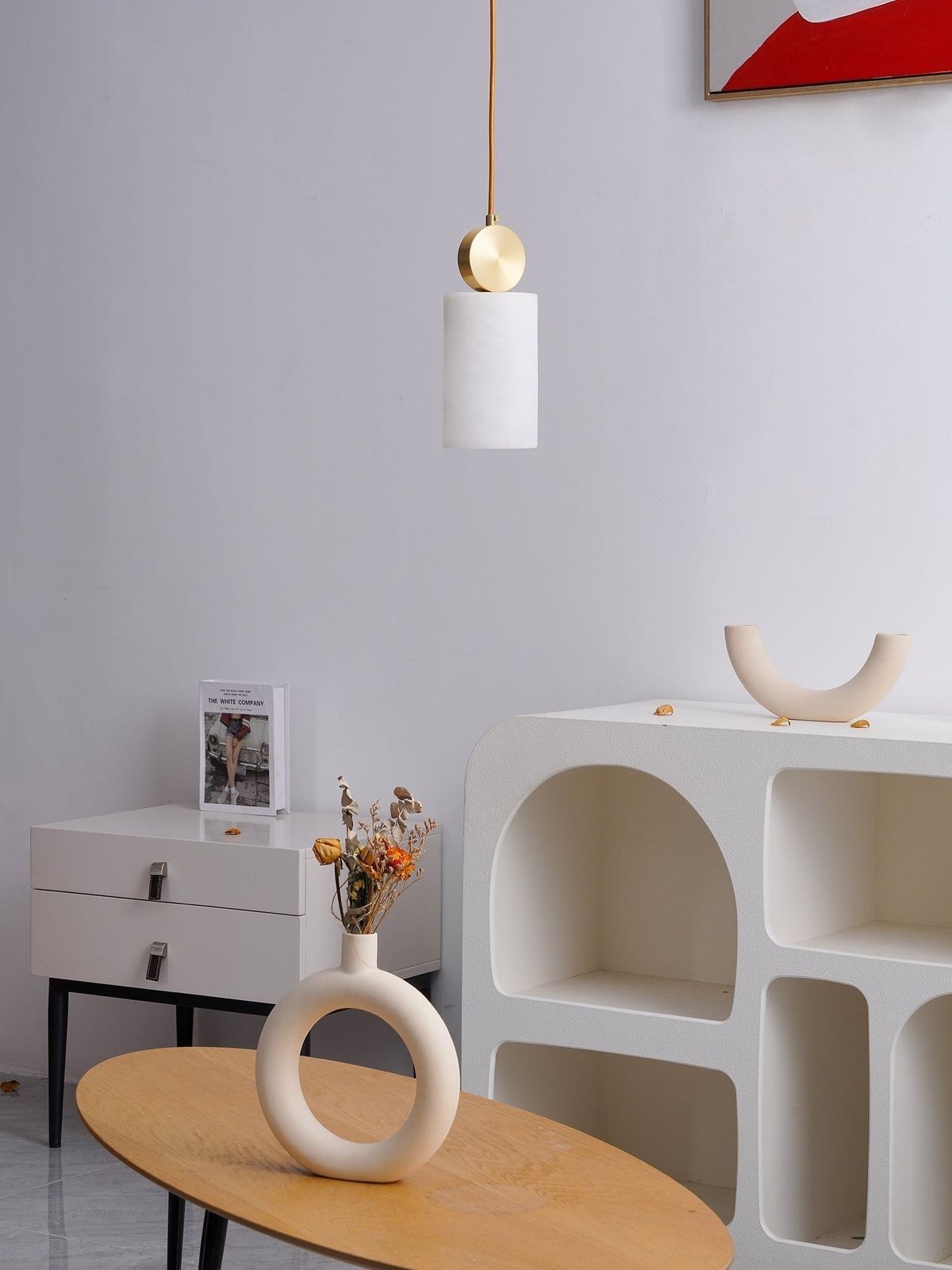 Salen lampa wisząca z alabastrem i miedzią
