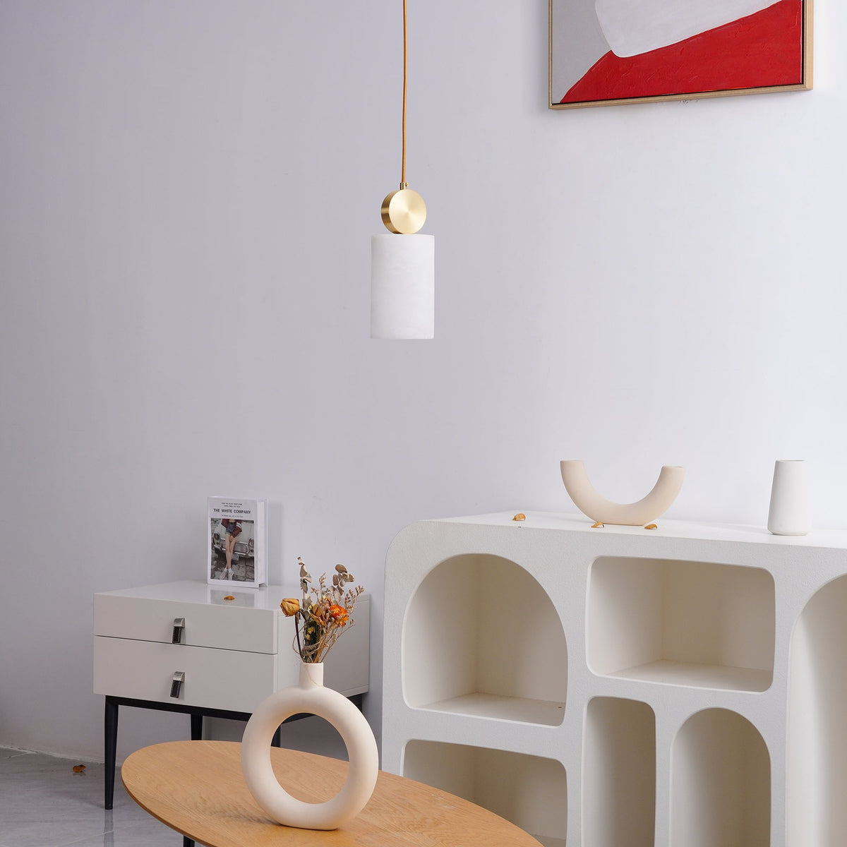 Salen lampa wisząca z alabastrem i miedzią