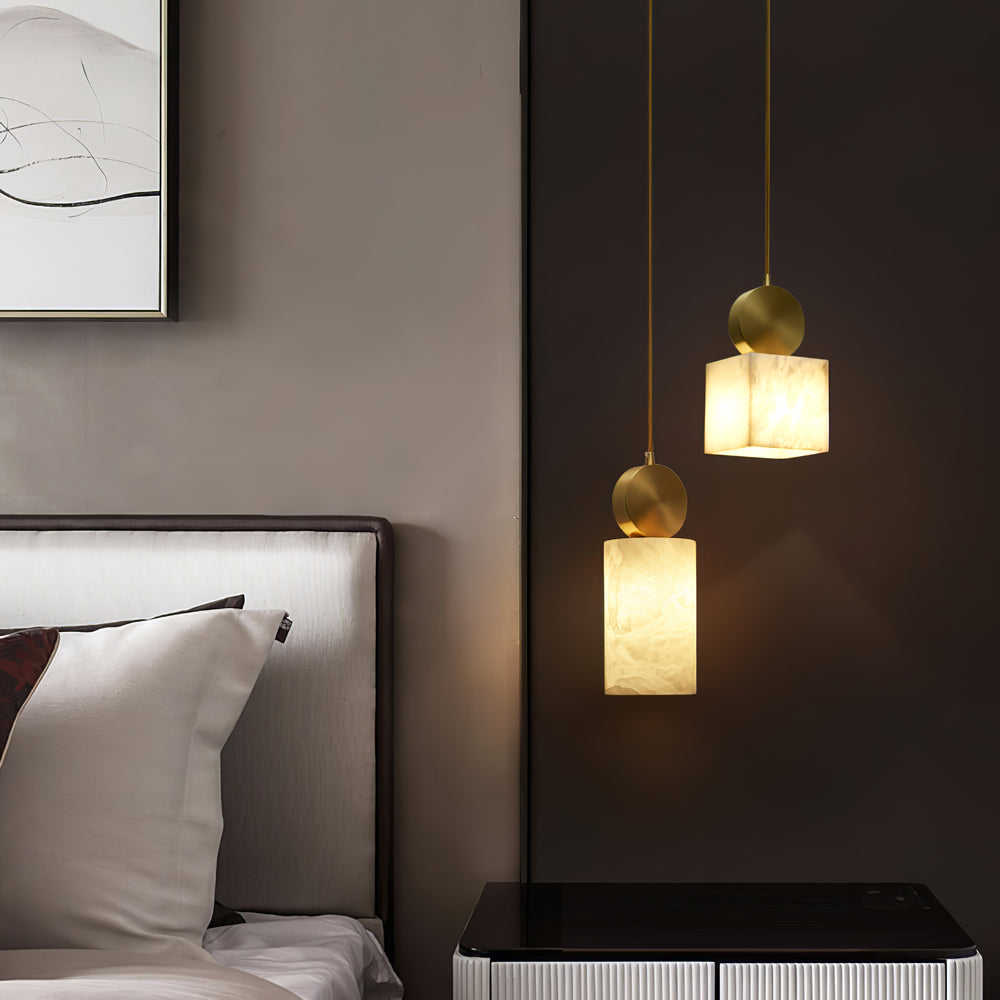 Salen lampa wisząca z alabastrem i miedzią