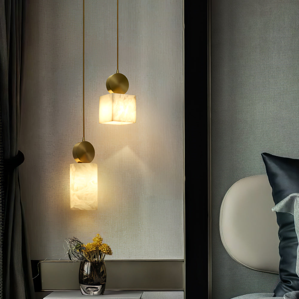 Salen lampa wisząca z alabastrem i miedzią