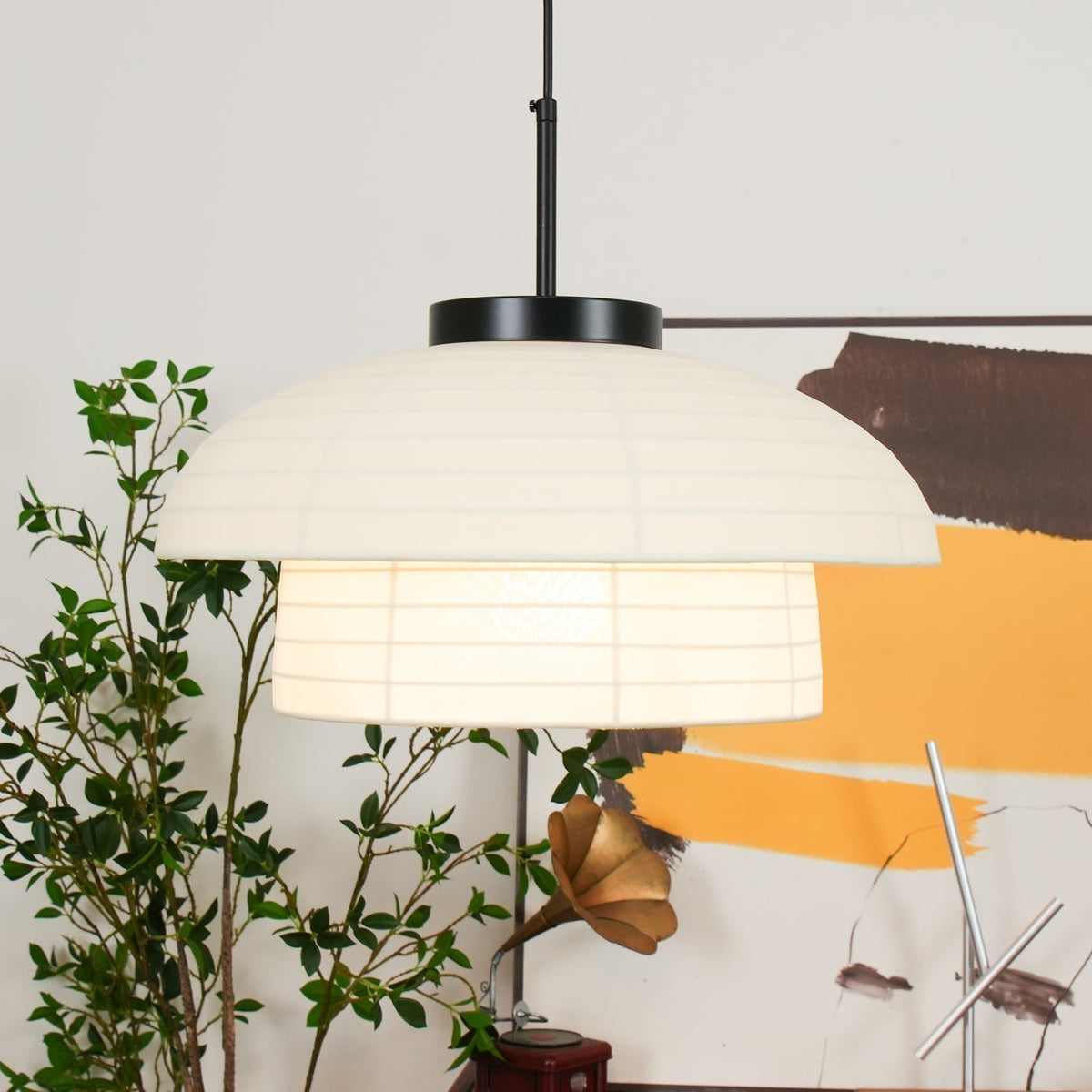 Zelvin artystyczna lampa wisząca ze szkła i płótna