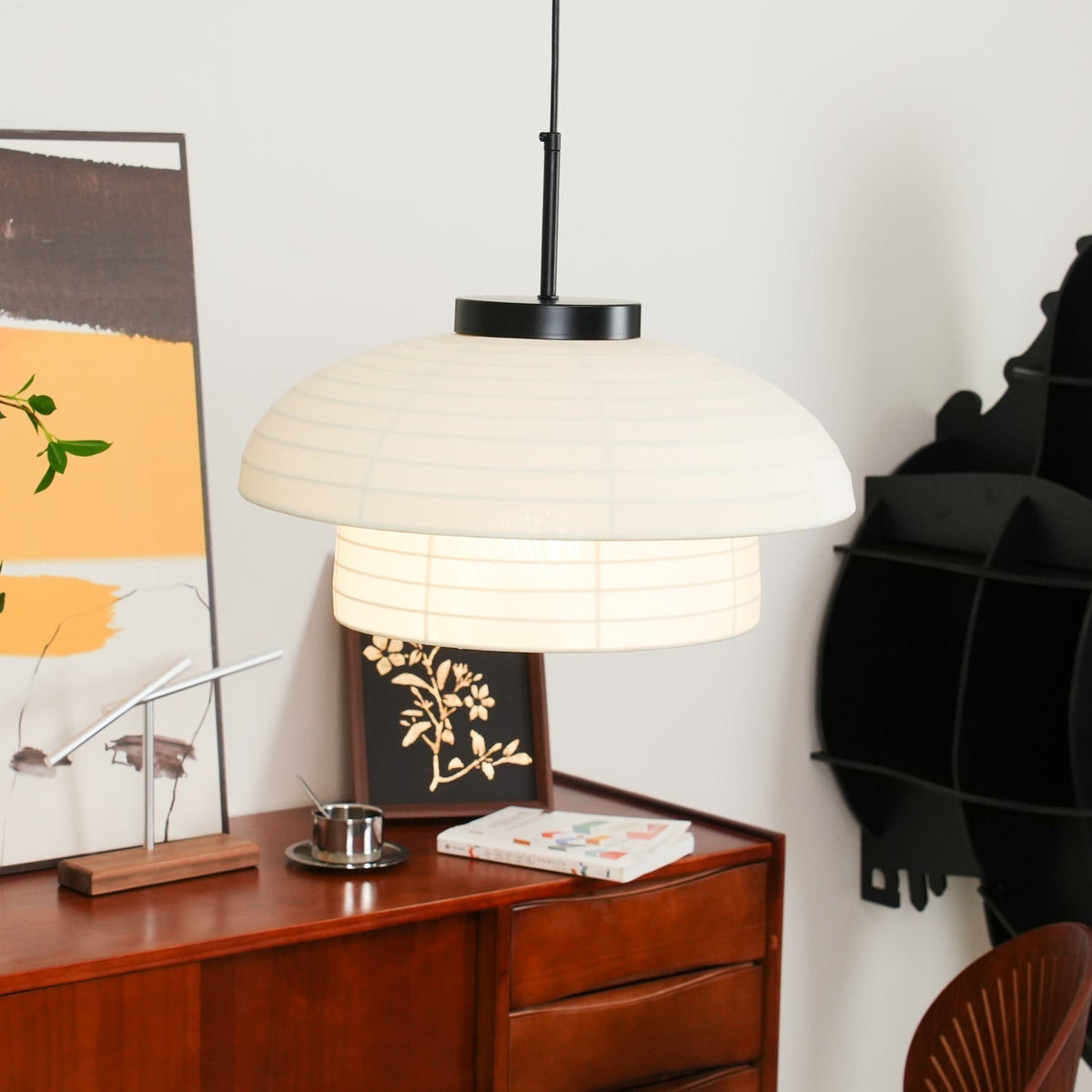 Zelvin artystyczna lampa wisząca ze szkła i płótna
