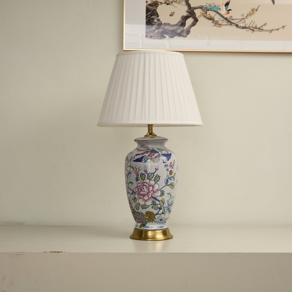 Famille Rose lampa stołowa ceramiczna