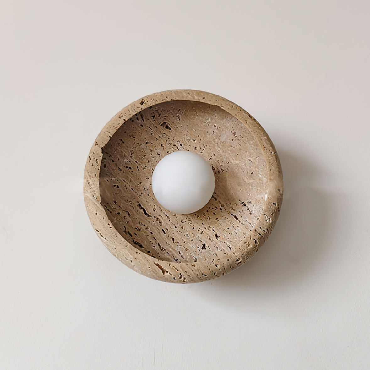 Travertine lampa ścienna w kształcie pierścienia