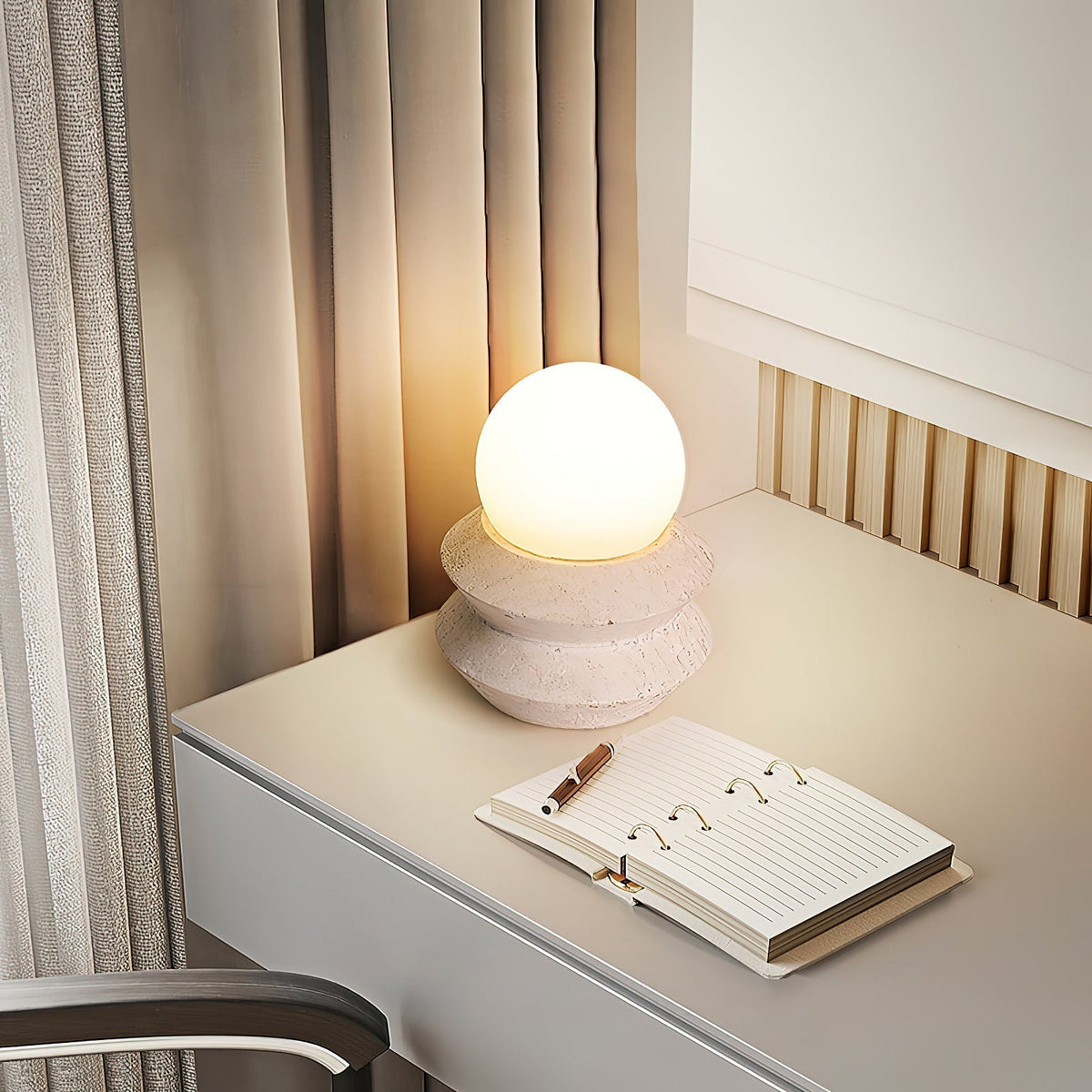 Lampa stołowa Fin Travertine (z wbudowaną baterią)