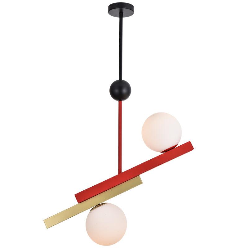Veveny lampa wisząca z podwójną kulą liniowe paski geometryczne