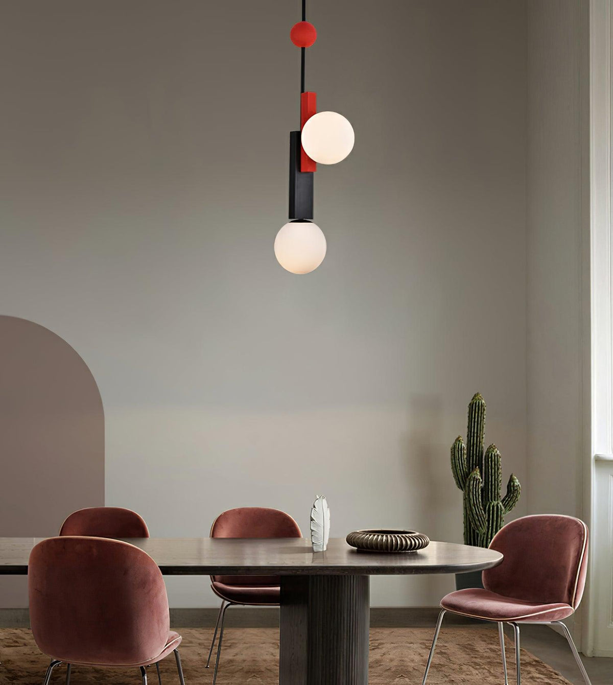 Veveny lampa wisząca z podwójną kulą liniowe paski geometryczne