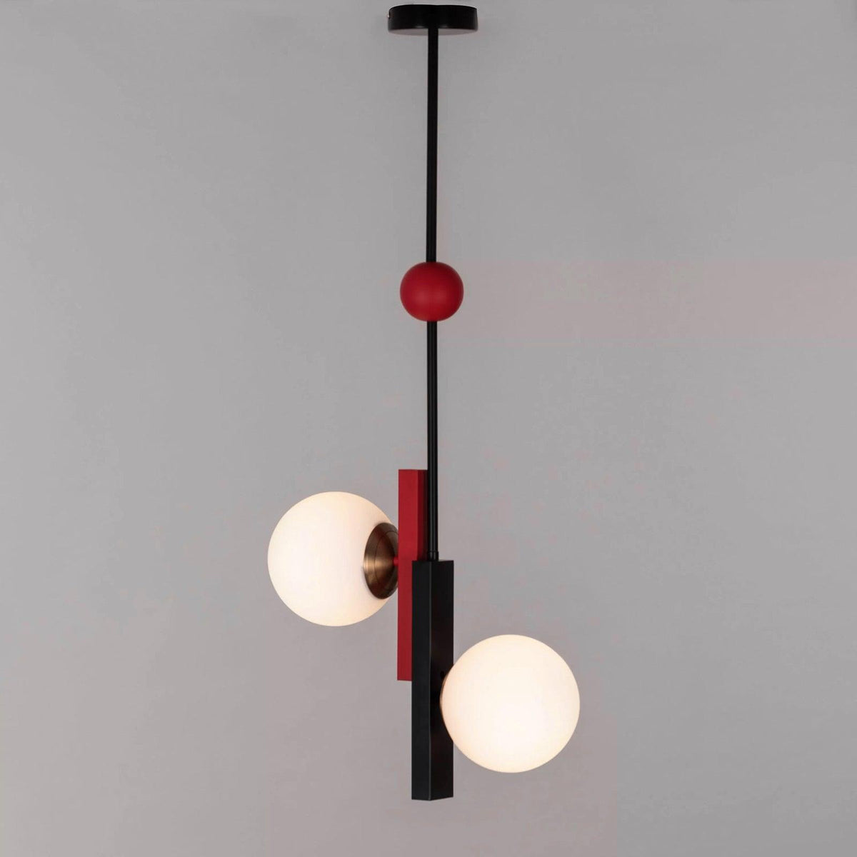 Veveny lampa wisząca z podwójną kulą liniowe paski geometryczne