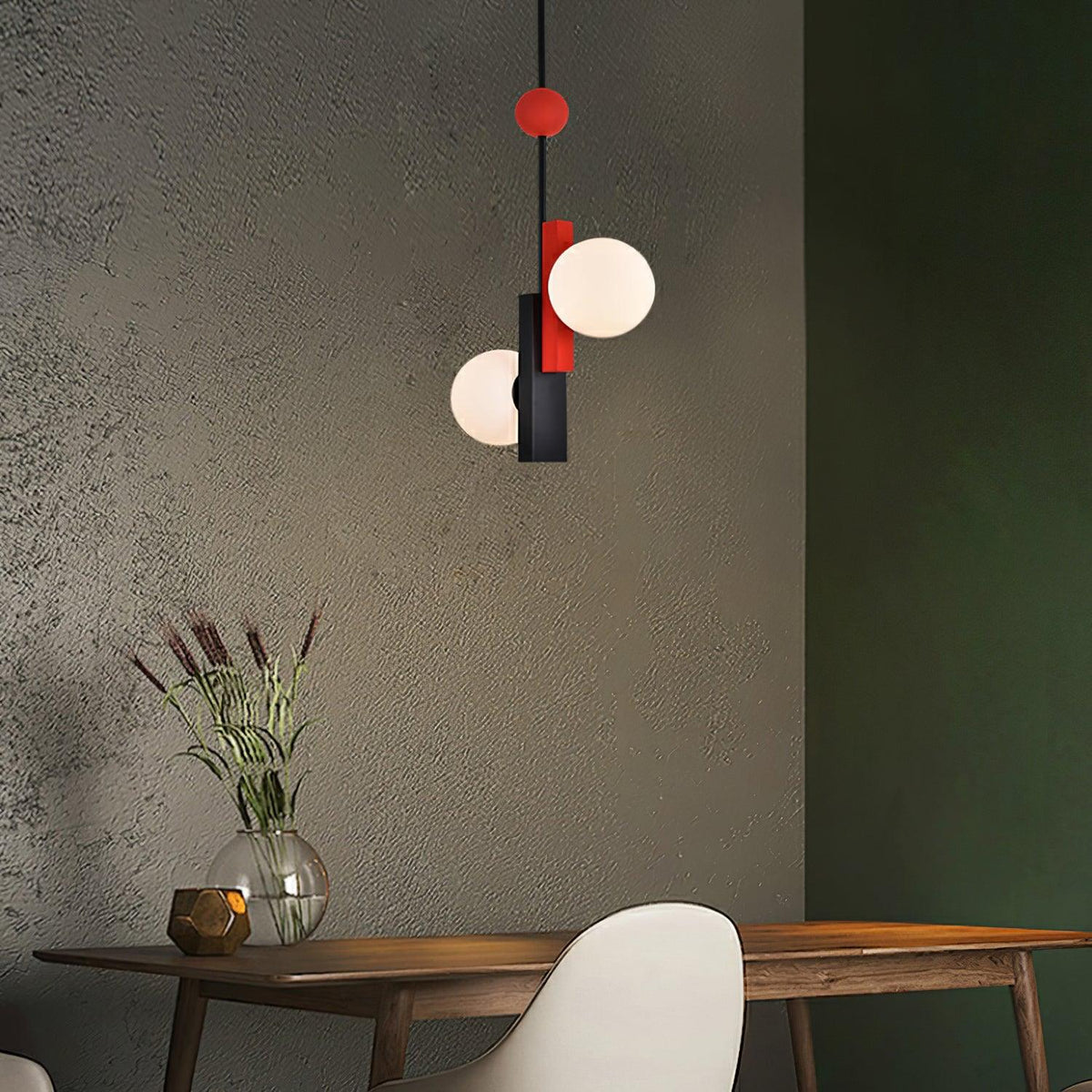 Veveny lampa wisząca z podwójną kulą liniowe paski geometryczne