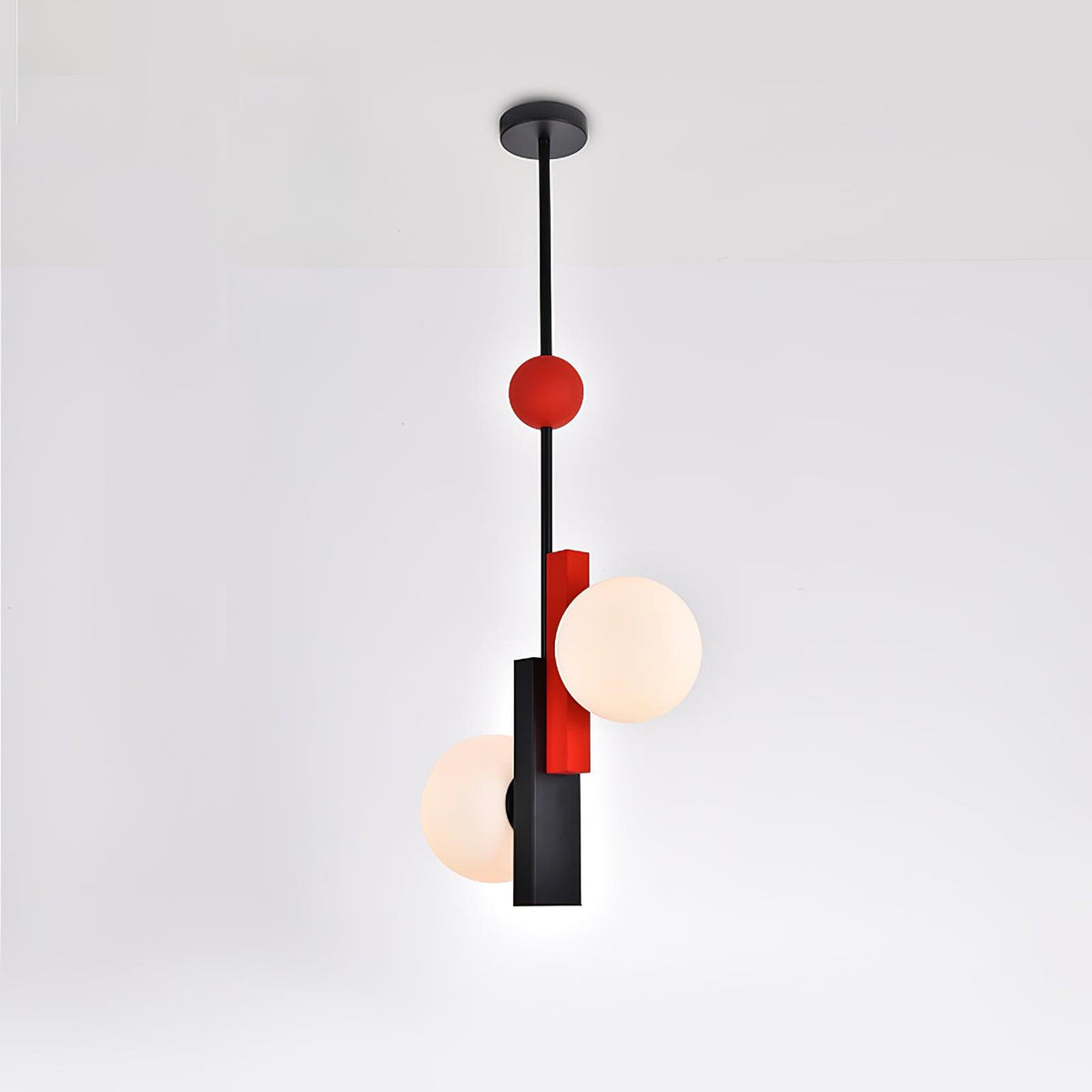 Veveny lampa wisząca z podwójną kulą liniowe paski geometryczne