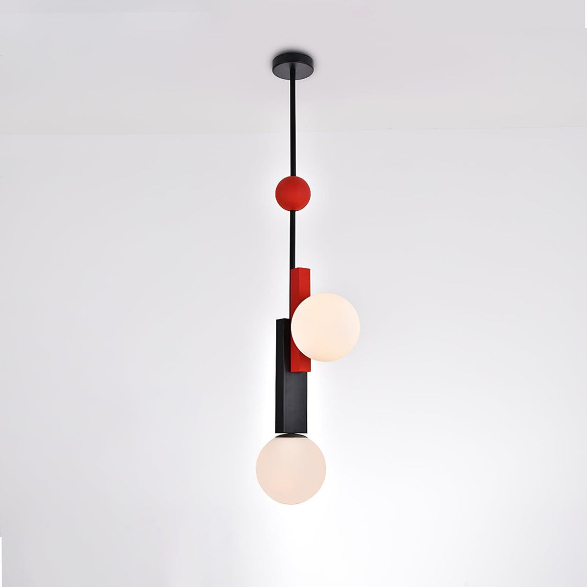 Veveny lampa wisząca z podwójną kulą liniowe paski geometryczne