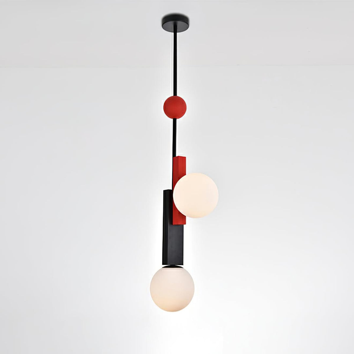 Veveny lampa wisząca z podwójną kulą liniowe paski geometryczne