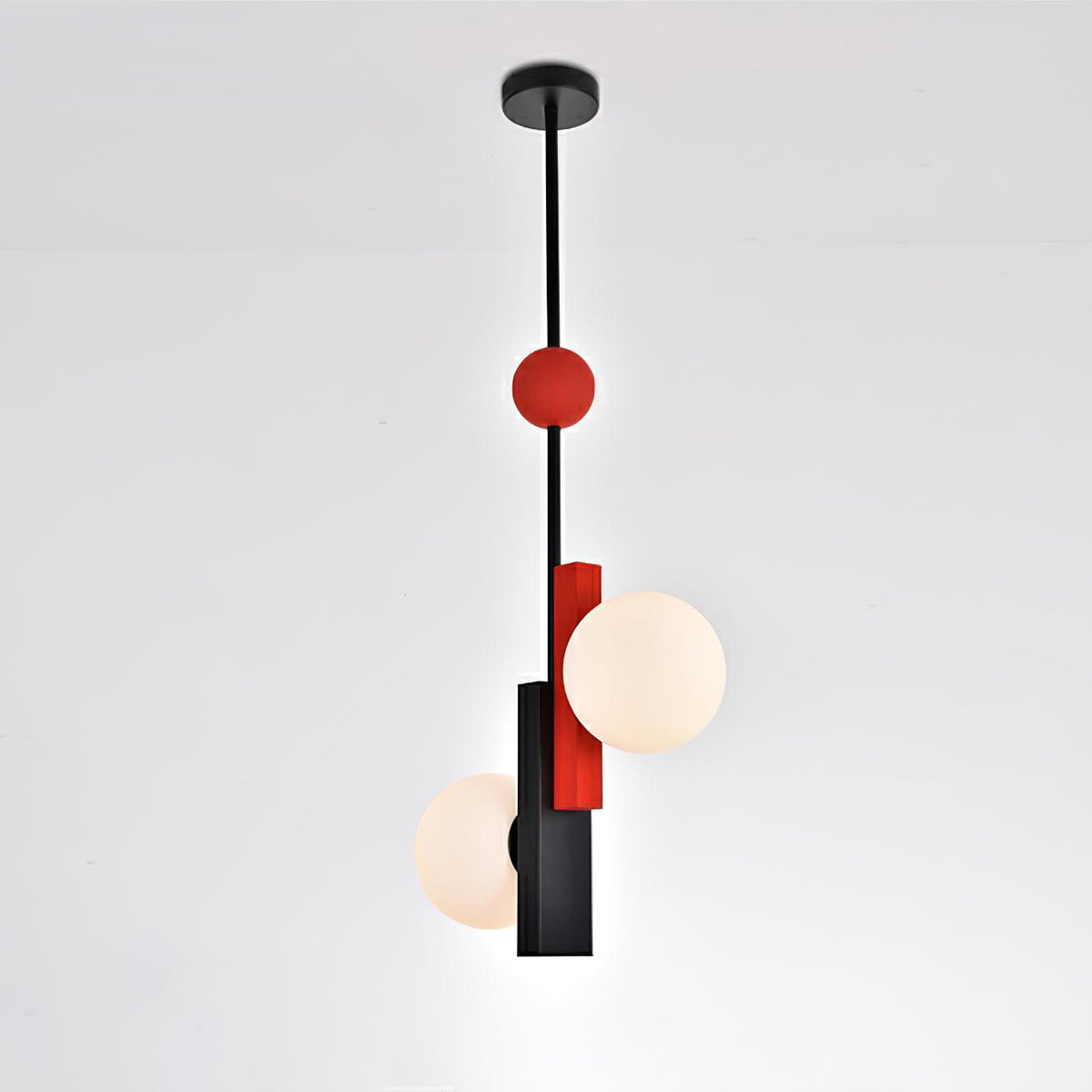 Veveny lampa wisząca z podwójną kulą liniowe paski geometryczne