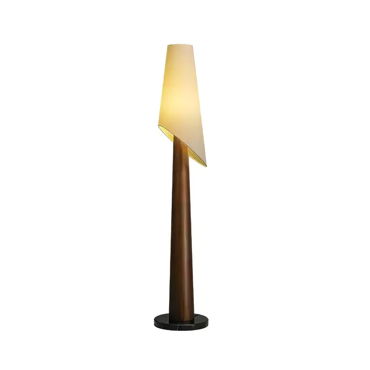 Curven drewniana lampa stojąca z marmuru