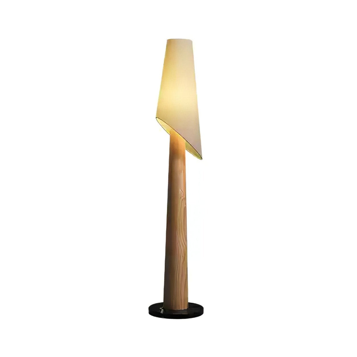 Curven drewniana lampa stojąca z marmuru