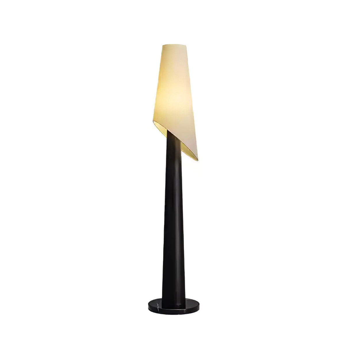 Curven drewniana lampa stojąca z marmuru