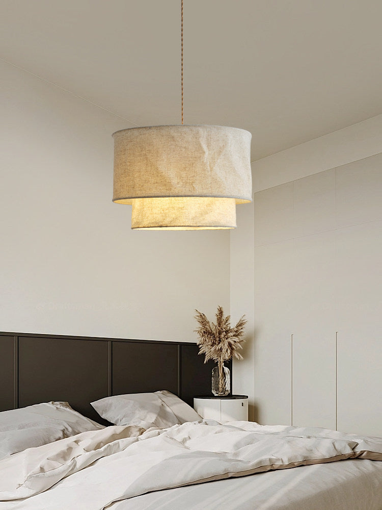 Merrinford Lampa wisząca z lnianym kloszem bębnowym