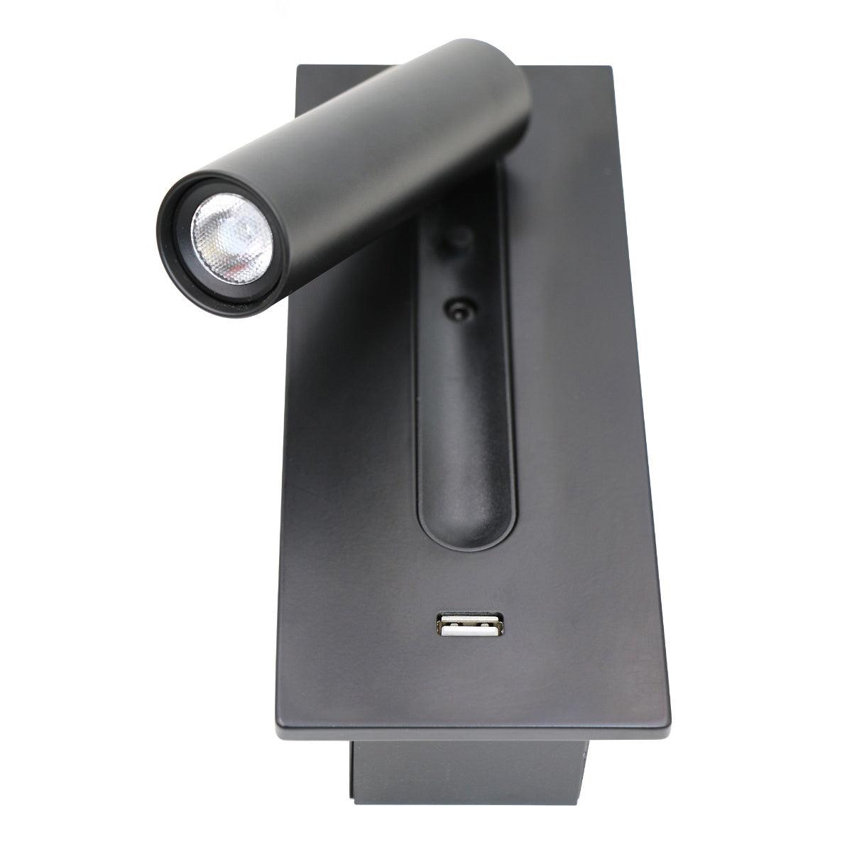 Sothis nowoczesny minimalistyczny kinkiet USB do łóżka czarny