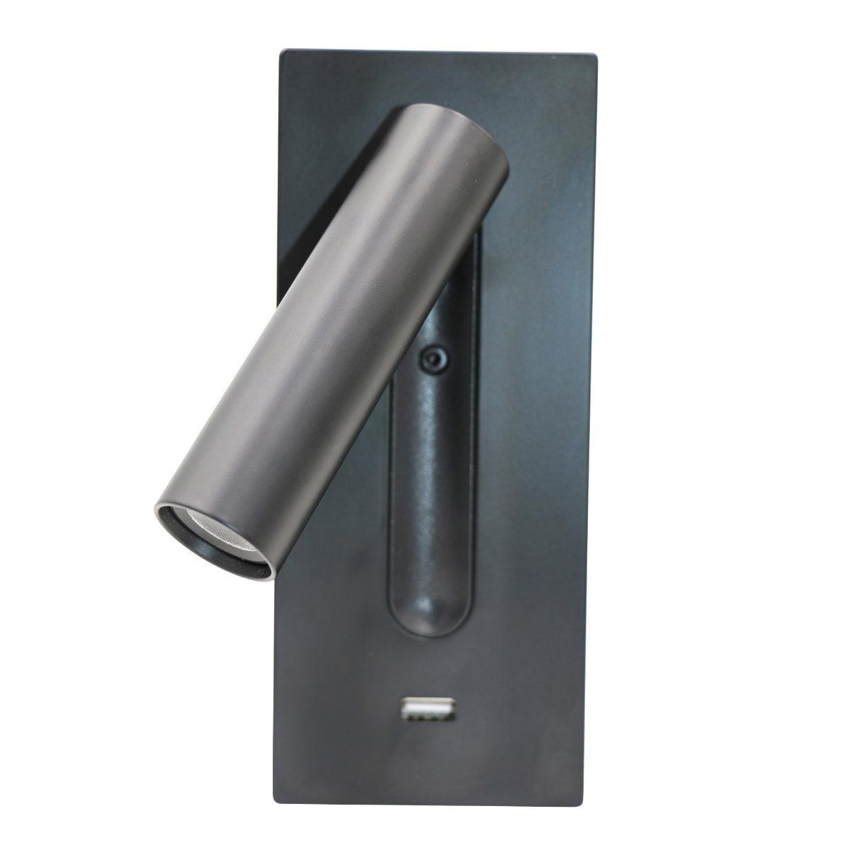 Sothis nowoczesny minimalistyczny kinkiet USB do łóżka czarny