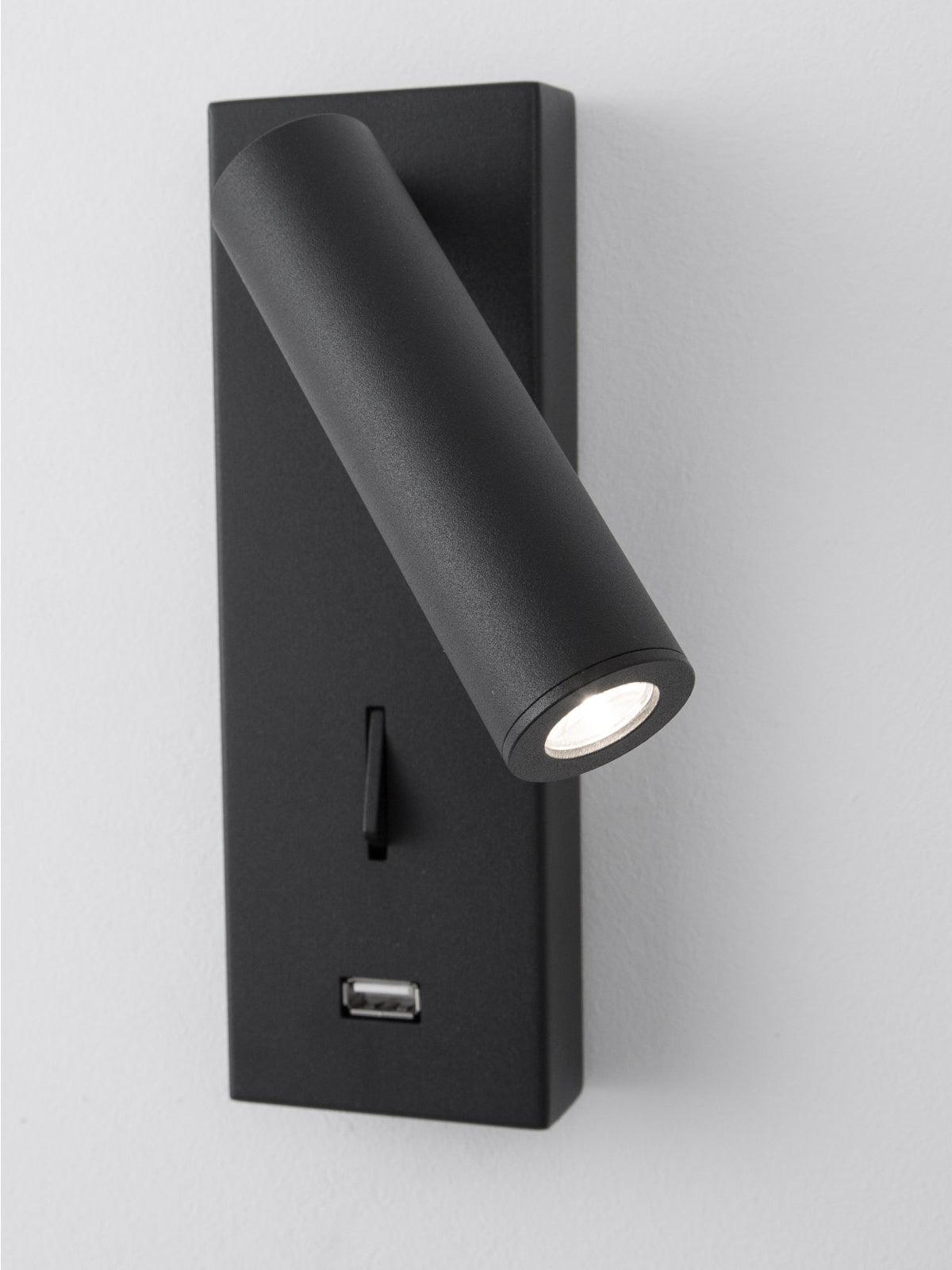 Sothis nowoczesny minimalistyczny kinkiet USB do łóżka czarny