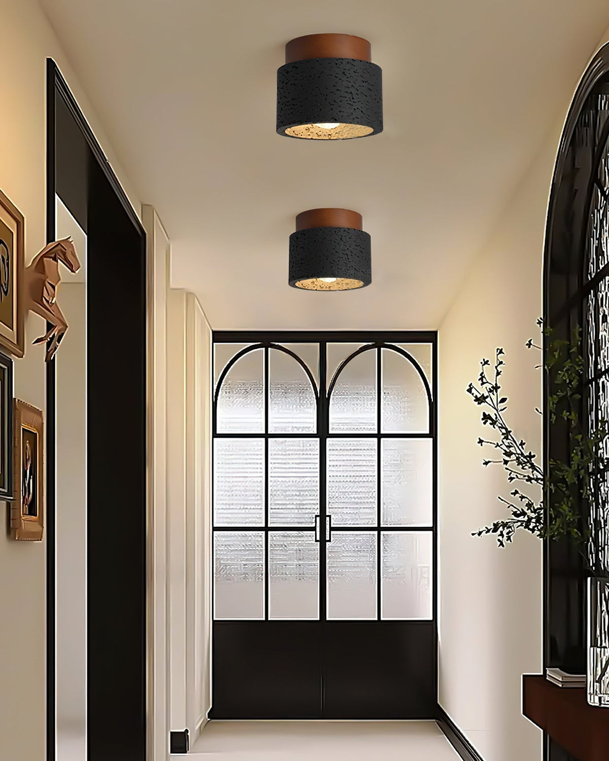 Lampa sufitowa Ritta beż & drewno orzechowe