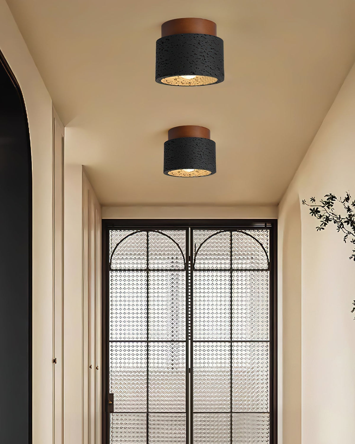 Lampa sufitowa Ritta beż & drewno orzechowe