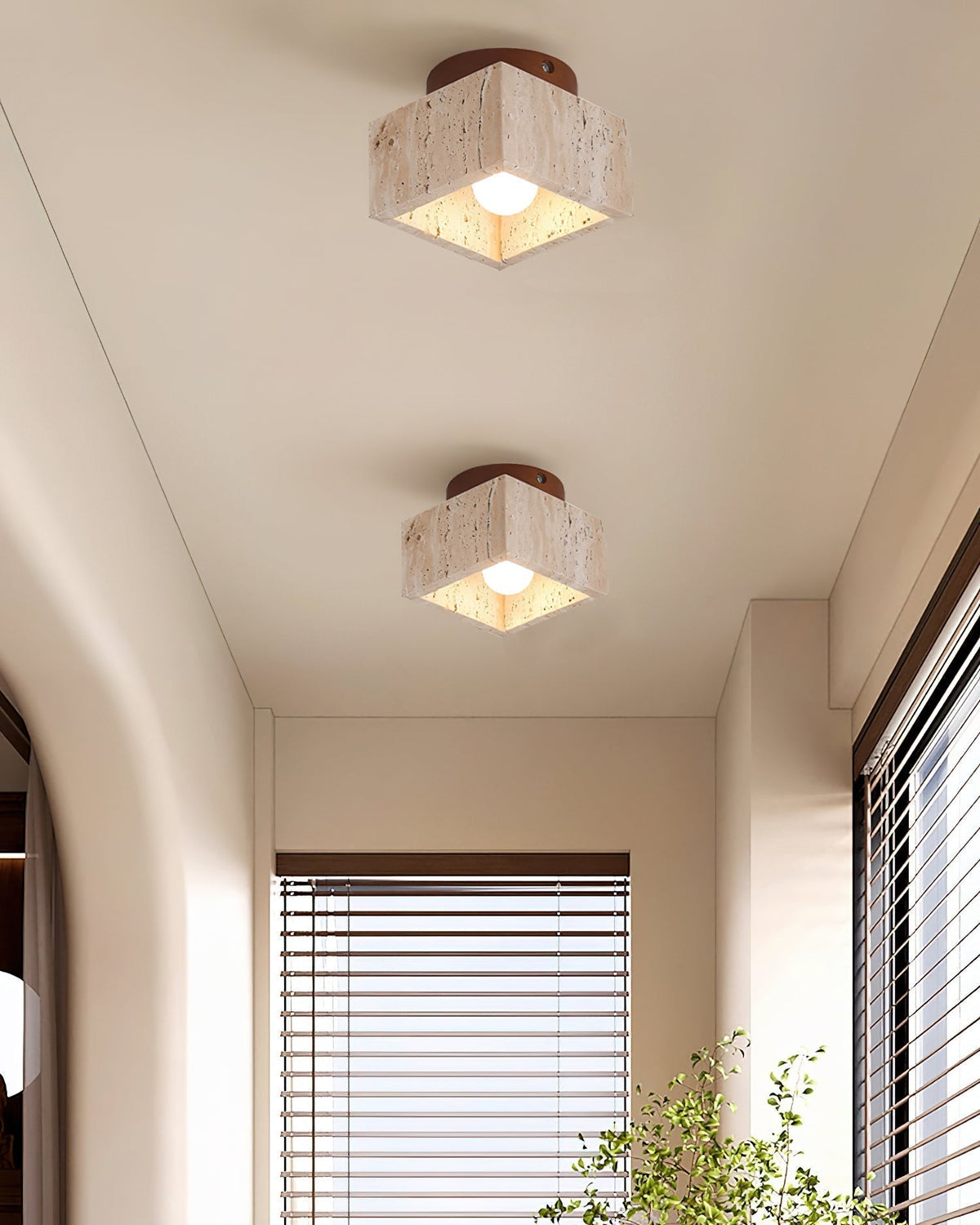 Lampa sufitowa Ritta beż & drewno orzechowe