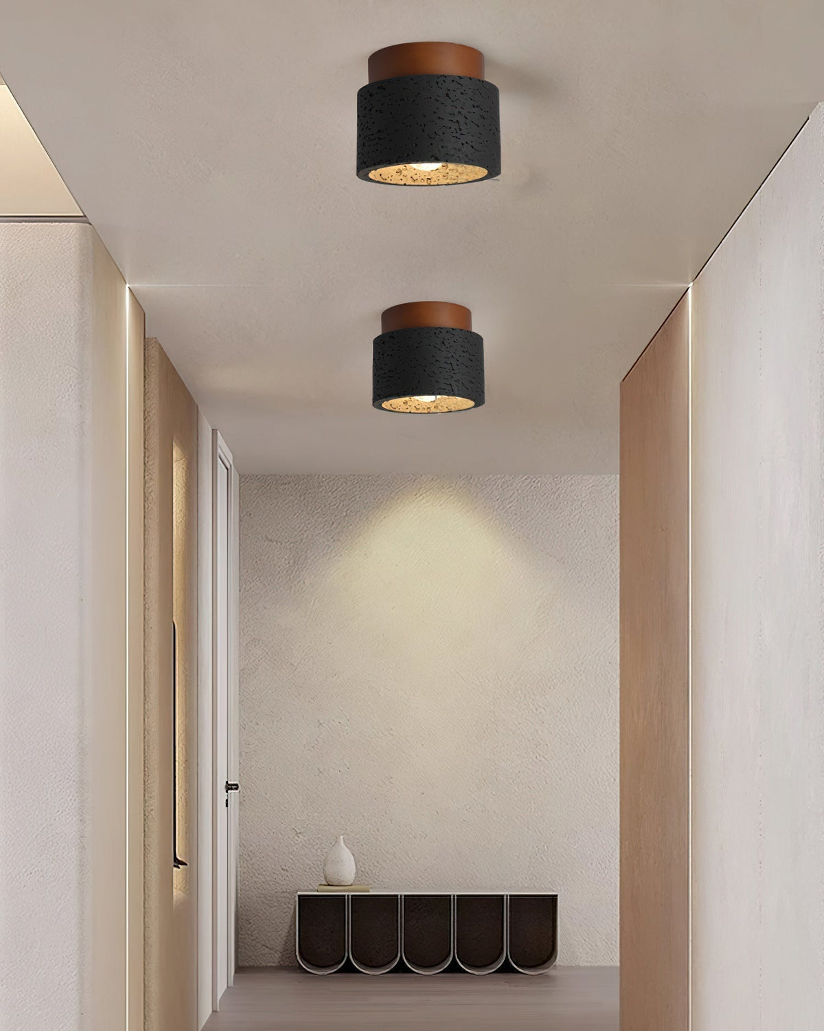 Lampa sufitowa Ritta beż & drewno orzechowe