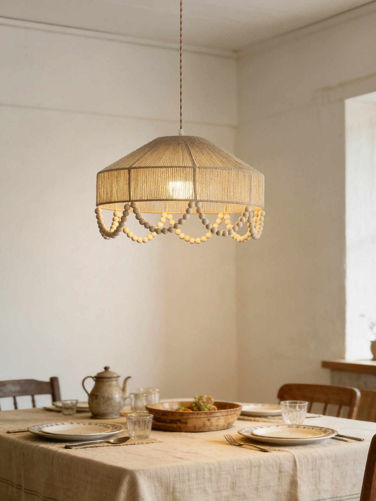 Southvale1 Lampa wisząca z liny konopnej