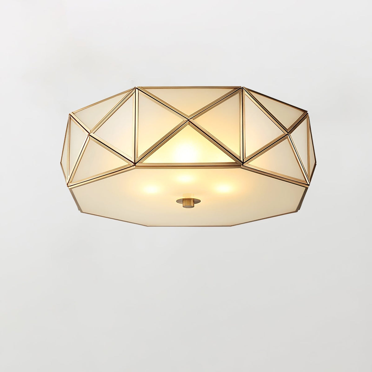 Celivise geometryczna lampa sufitowa montowana bezpośrednio ze szkła i miedzi